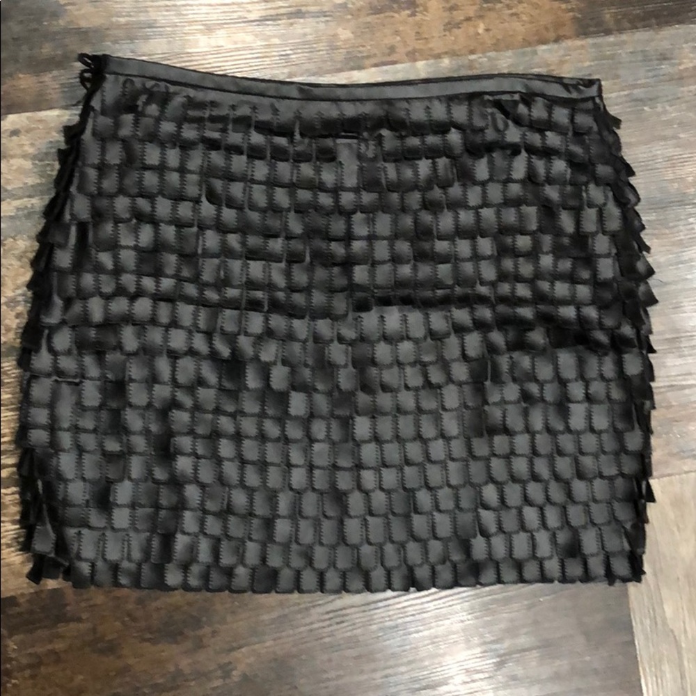 Black faux leather mini skirt